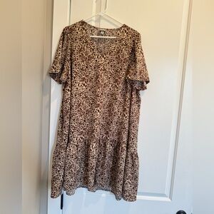 a new day Brown Leopard Print Midi Dress